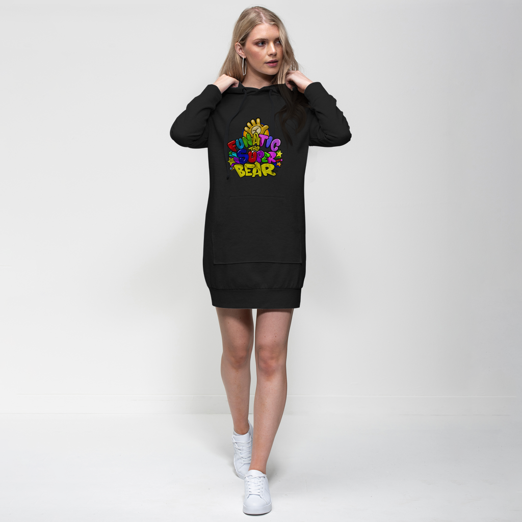 Funatic The Super Bear Premium Ladies Hoodie Dress Black / L Funatic The Super Bear Premium Ladies Hoodie Dress Black / L