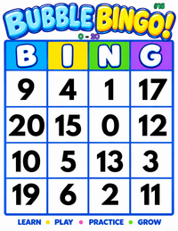 BUBBLE BINGO GAME|0-20 ADDITION