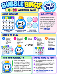 BUBBLE BINGO GAME|0-20 ADDITION