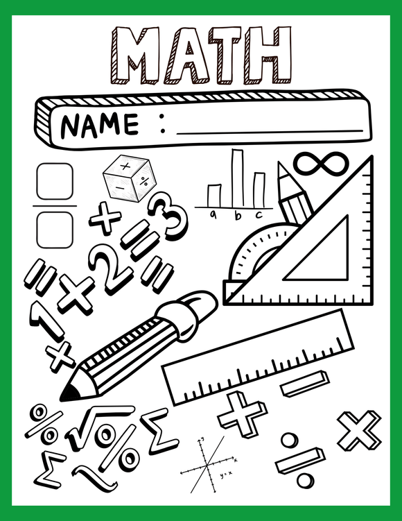 Math Cover Sheet (10 COLORS)