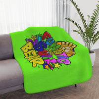 Funatic The Super Bear Chartreuse Tan Sherpa Blanket