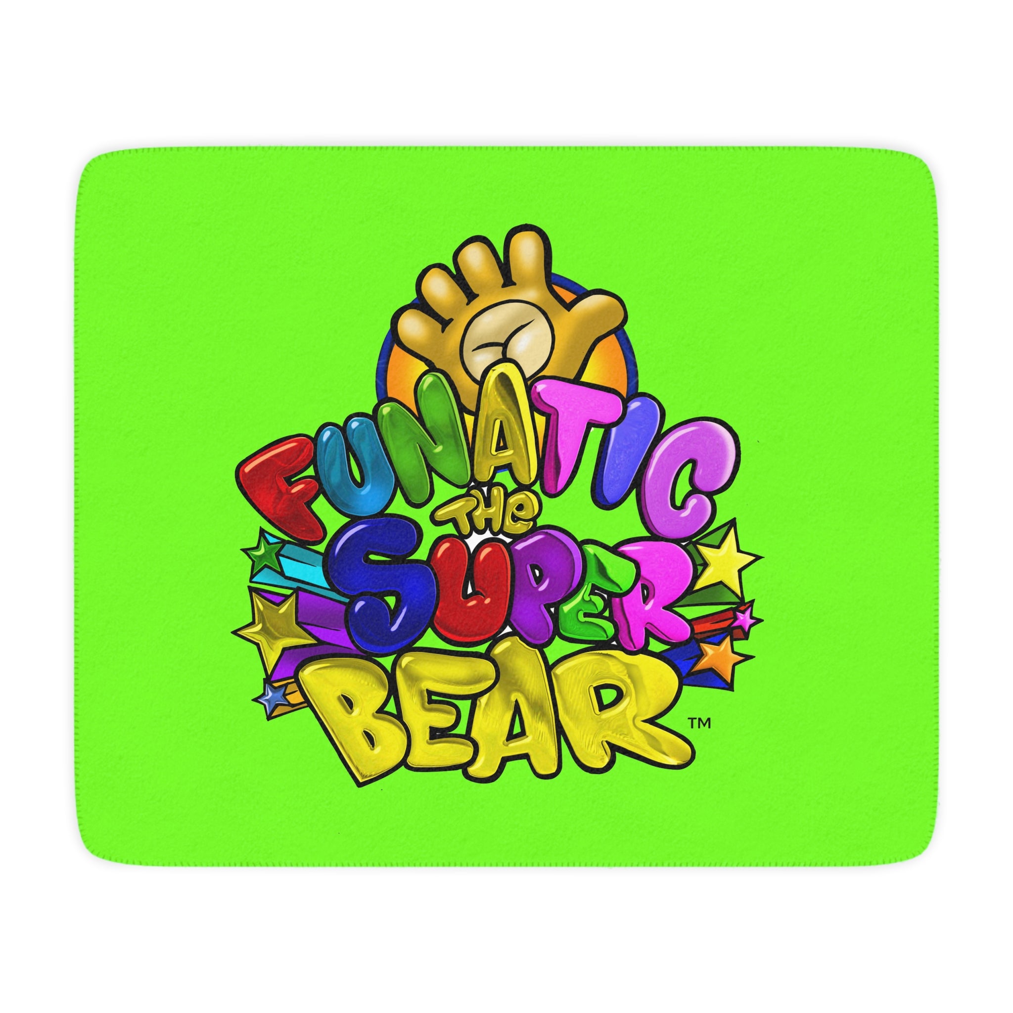 Funatic The Super Bear Chartreuse Tan Sherpa Blanket