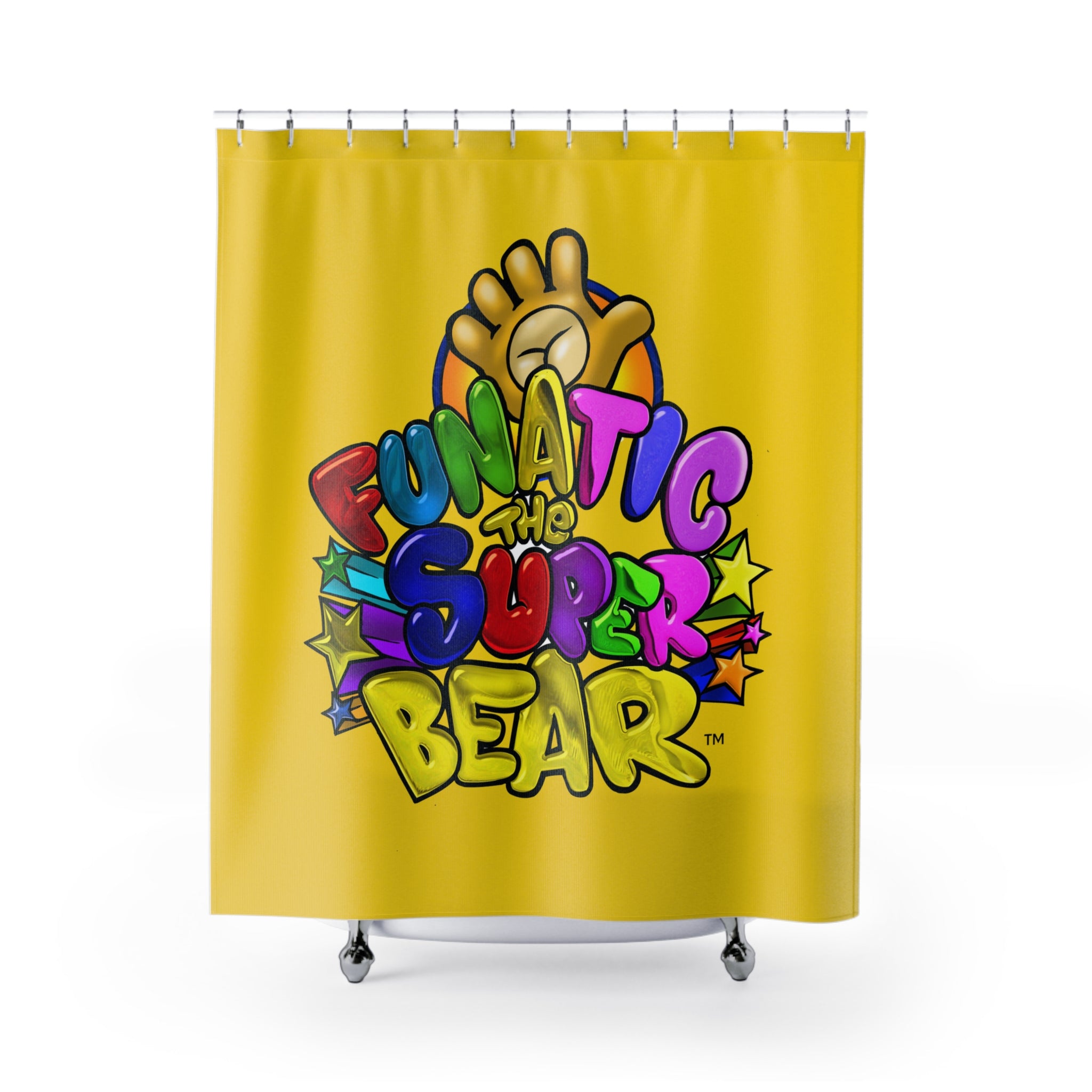 Funatic The Super Bear Yellow Shower Curtains