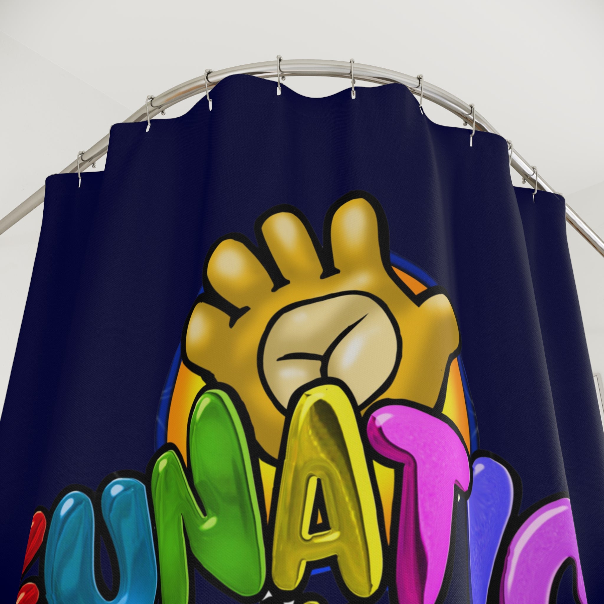 Funatic The Super Bear Navy Blue Shower Curtains