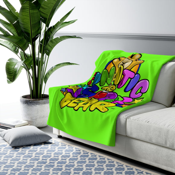 Funatic The Super Bear Chartreuse Sherpa Fleece Blanket