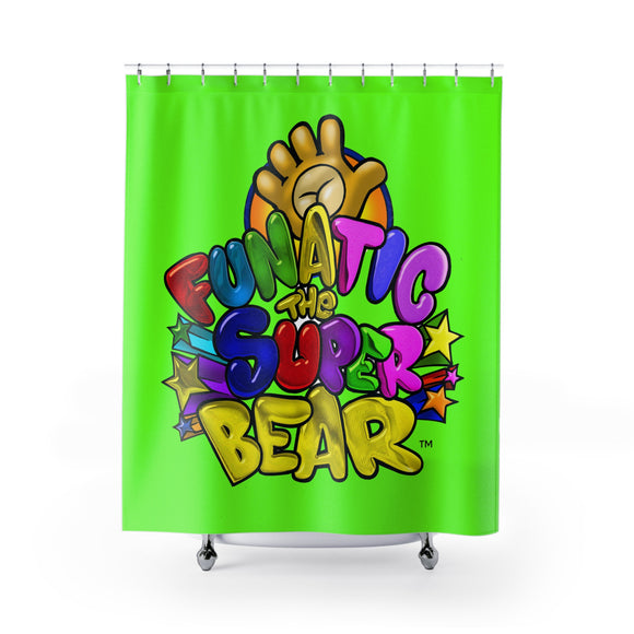 Funatic The Super Bear Chartreuse Shower Curtains
