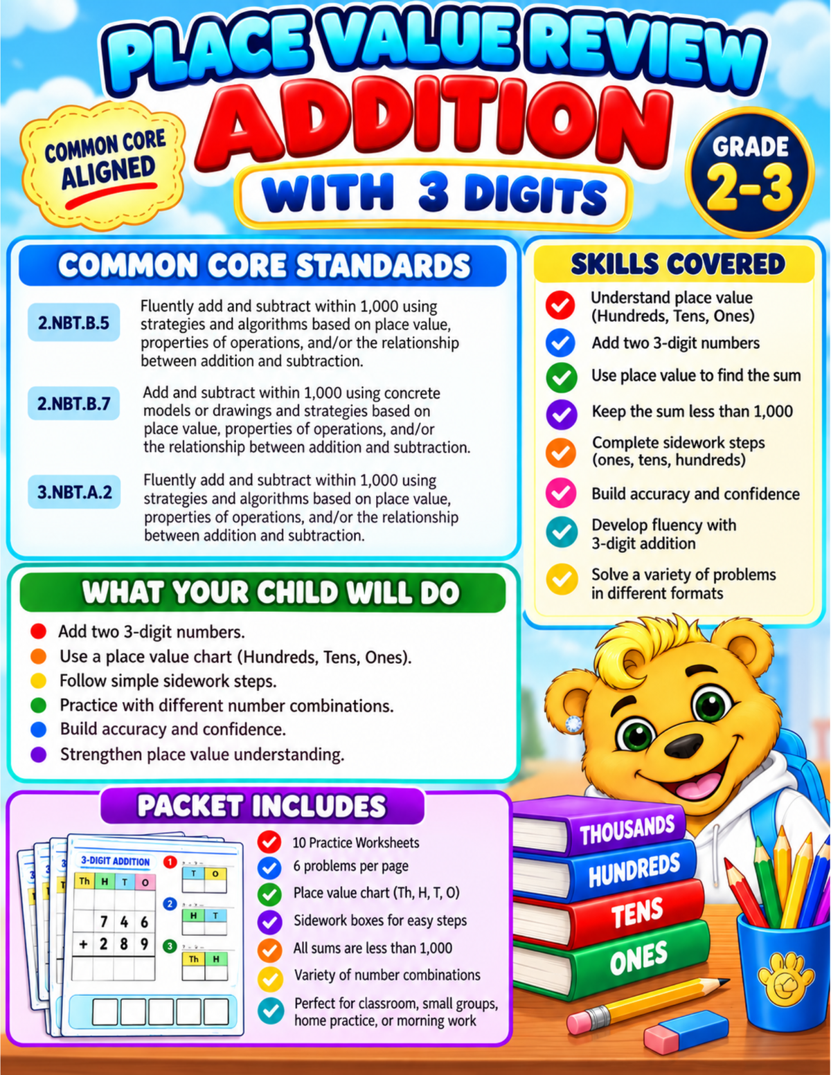 3 DIGIT ADDITION|PLACE VALUE REVIEW