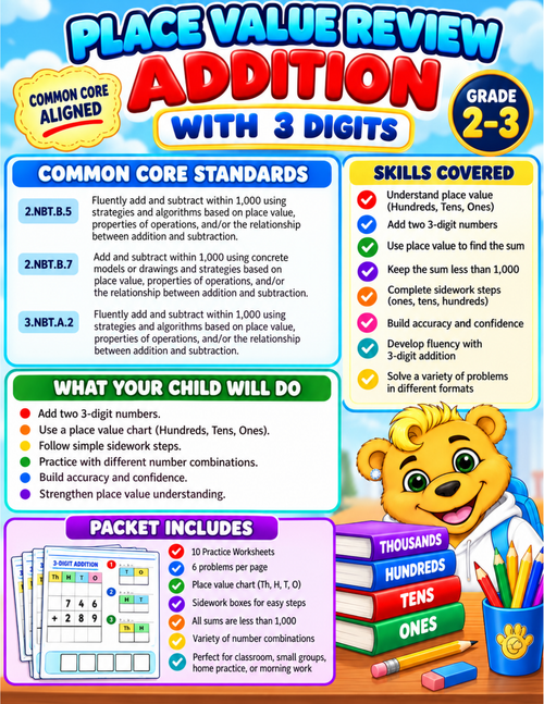 3 DIGIT ADDITION|PLACE VALUE REVIEW