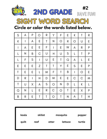 Second Grade Sight Word Search #2