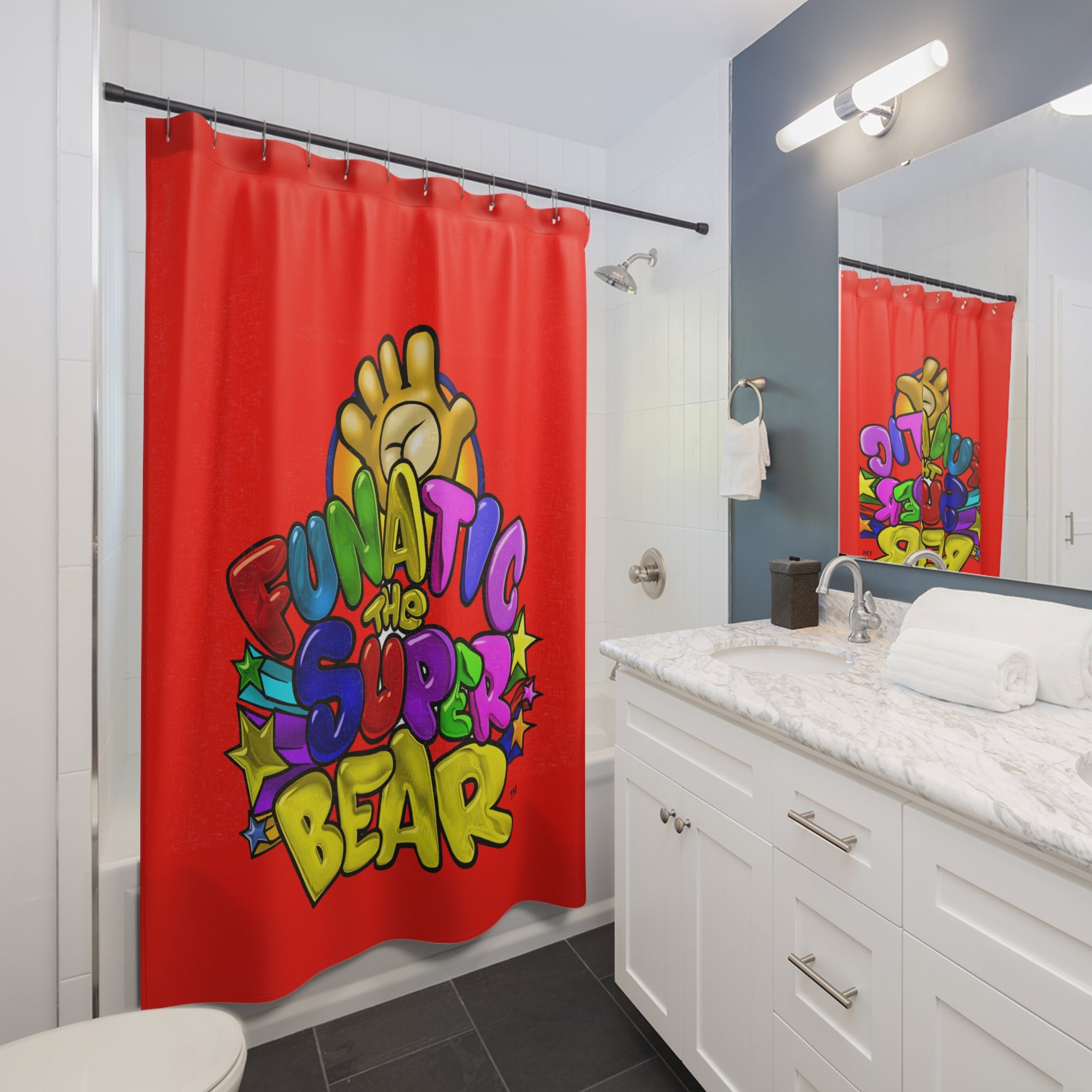 Funatic The Super Bear Red Shower Curtain