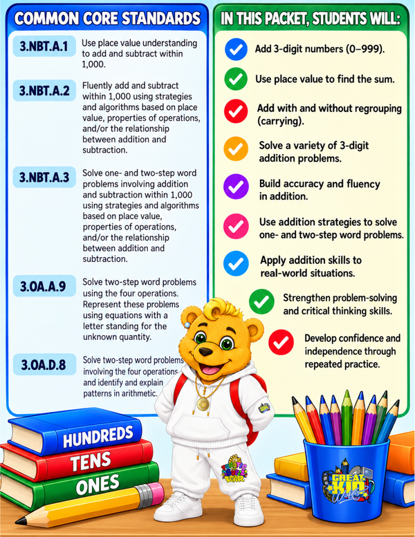 3 DIGIT + 3 DIGIT ADDITION