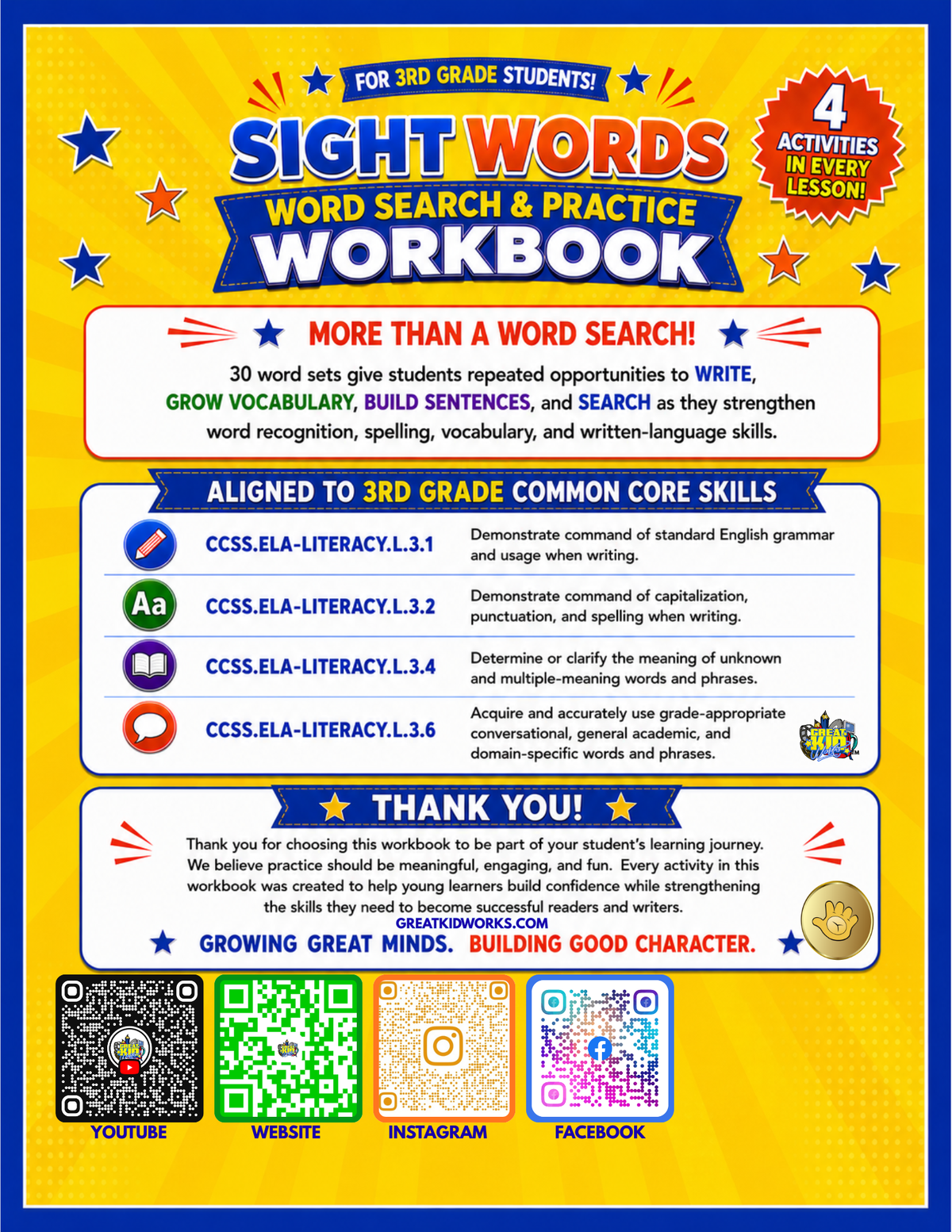 3rd Grade Sight Words POWER PRACTICE 240 Words