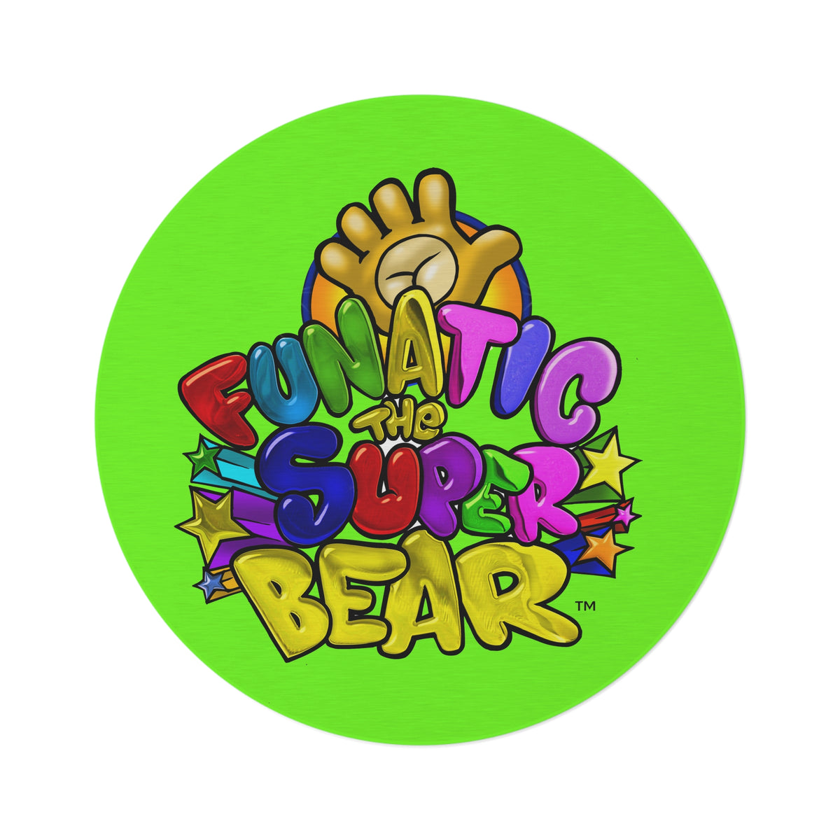 Funatic The Super Bear Chartreuse Round Rug