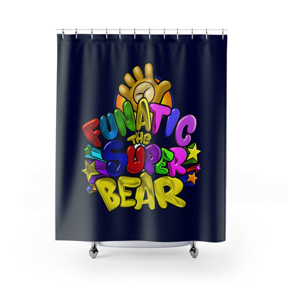 Funatic The Super Bear Navy Blue Shower Curtains