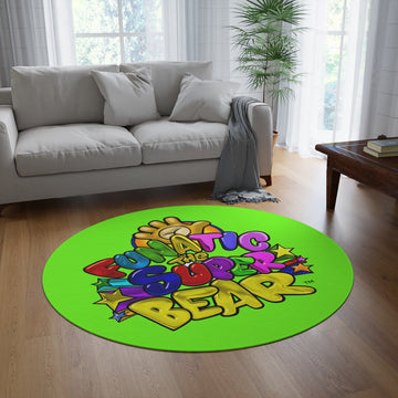 Funatic The Super Bear Chartreuse Round Rug