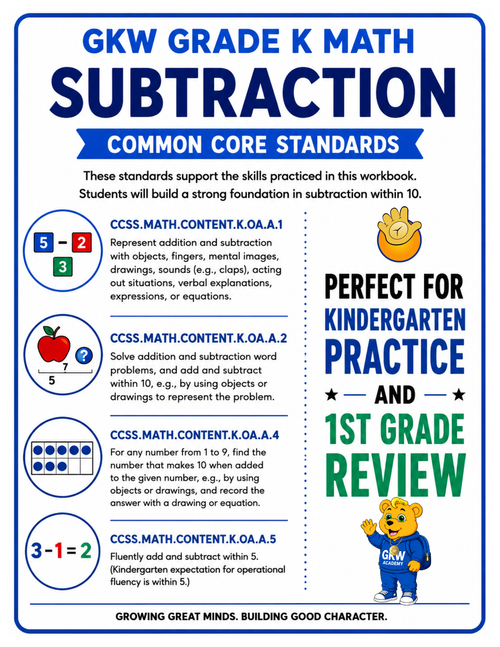 10 PAGE GRADE K SUBTRACTION PACKET