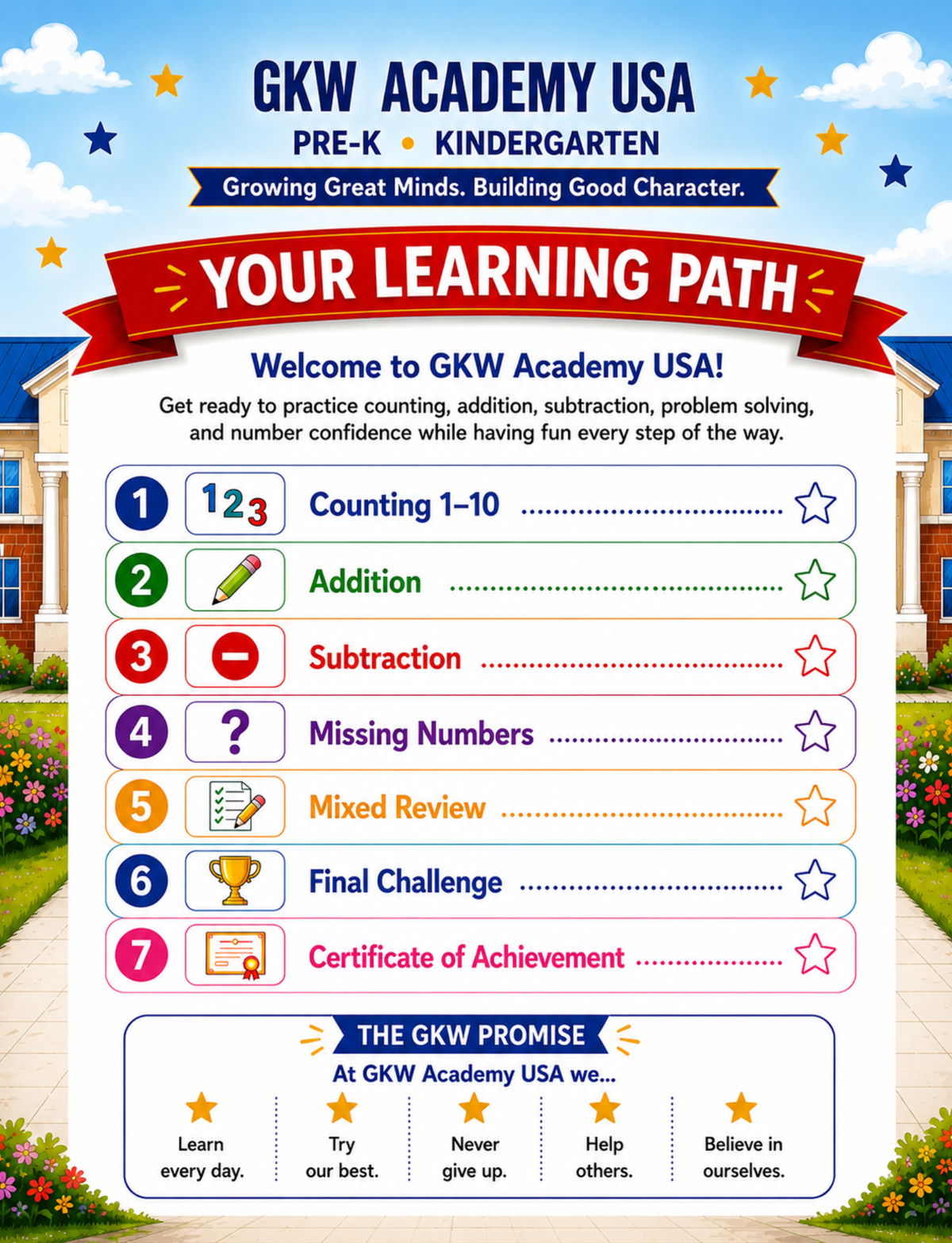 GRADE K MATH WORKBOOK NUMBERS 1-10