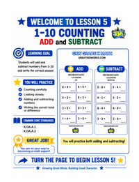 GRADE K MATH WORKBOOK NUMBERS 1-10