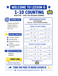 GRADE K MATH WORKBOOK NUMBERS 1-10