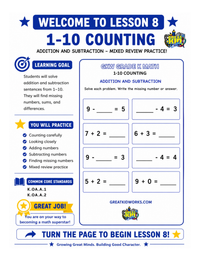 GRADE K MATH WORKBOOK NUMBERS 1-10