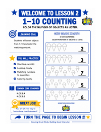 GRADE K MATH WORKBOOK NUMBERS 1-10