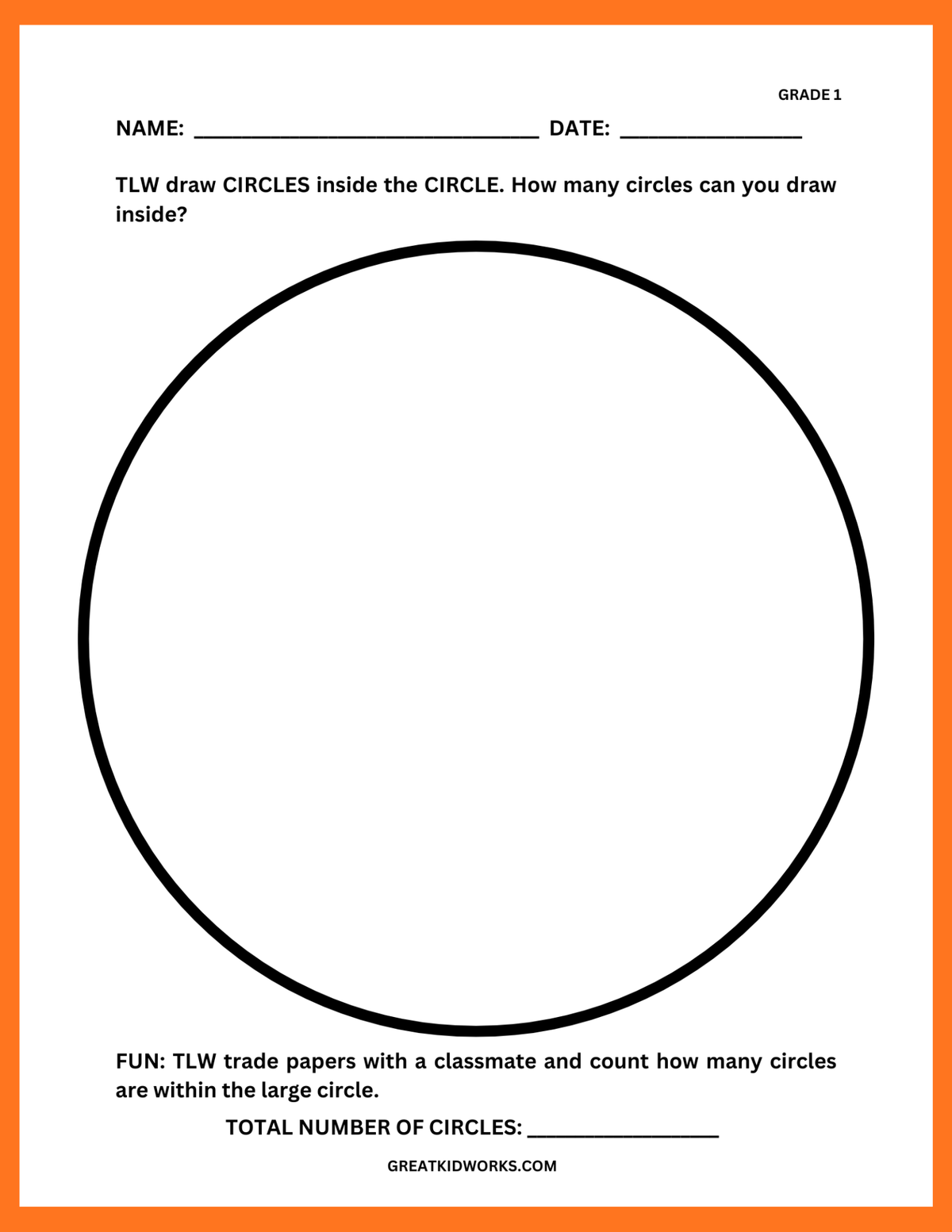 GRADE K CIRCLE MATH WORKSHEET