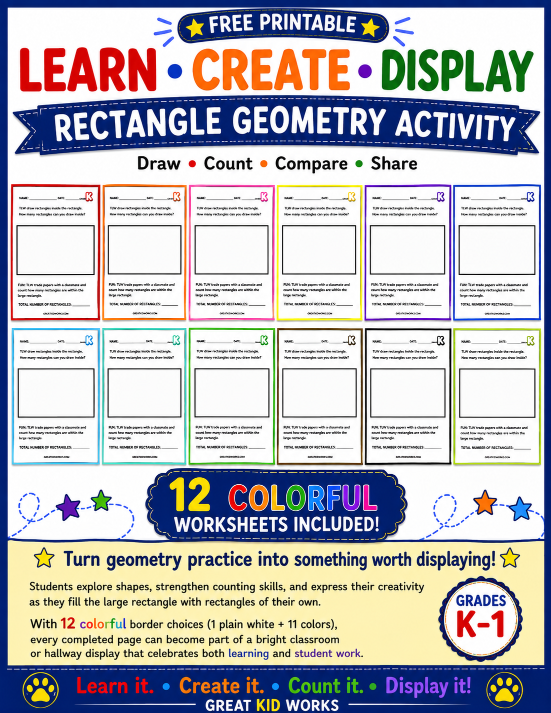 GRADE K RECTANGLE GEOMETRY|LEARN AND DISPLAY