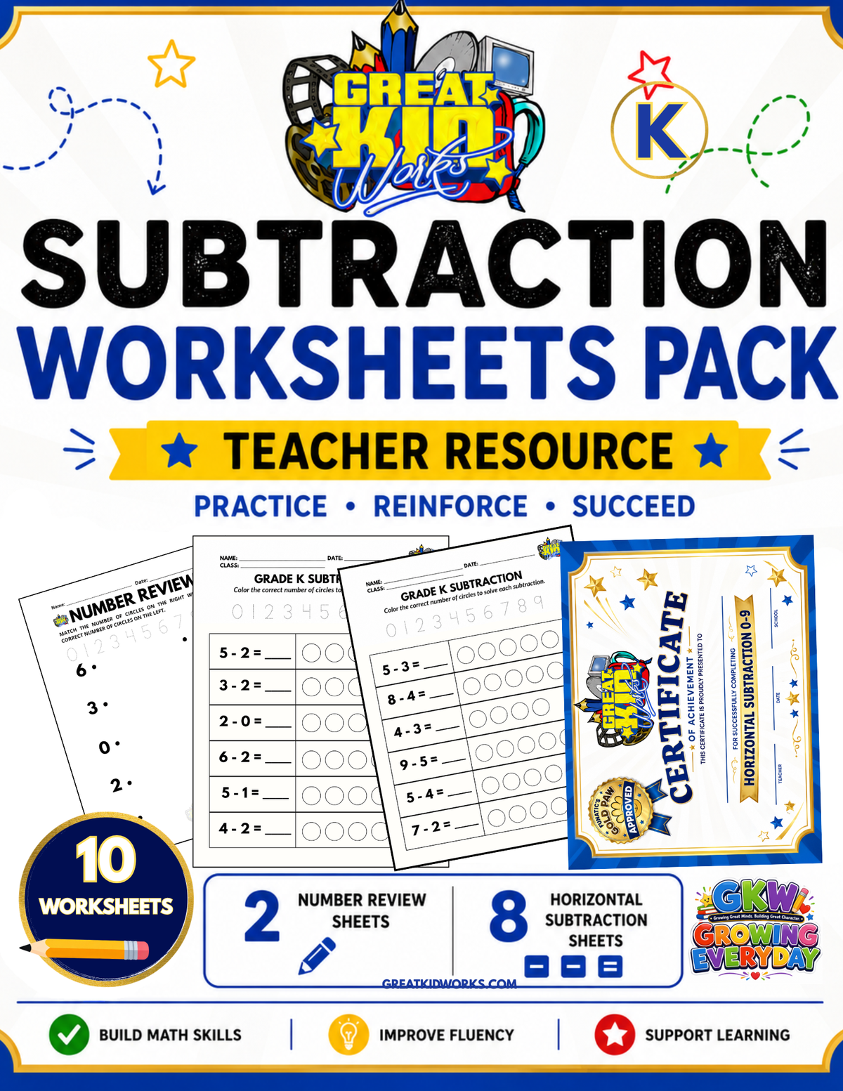 HORIZONTAL SUBTRACTION 0-9
