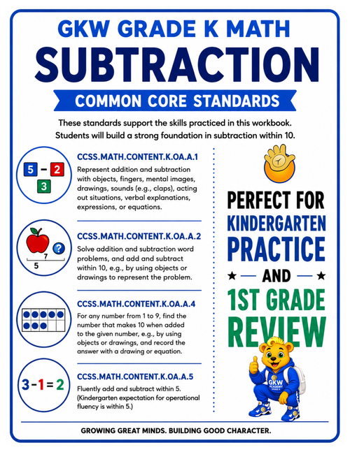 10 PAGE GRADE K SUBTRACTION PACKET