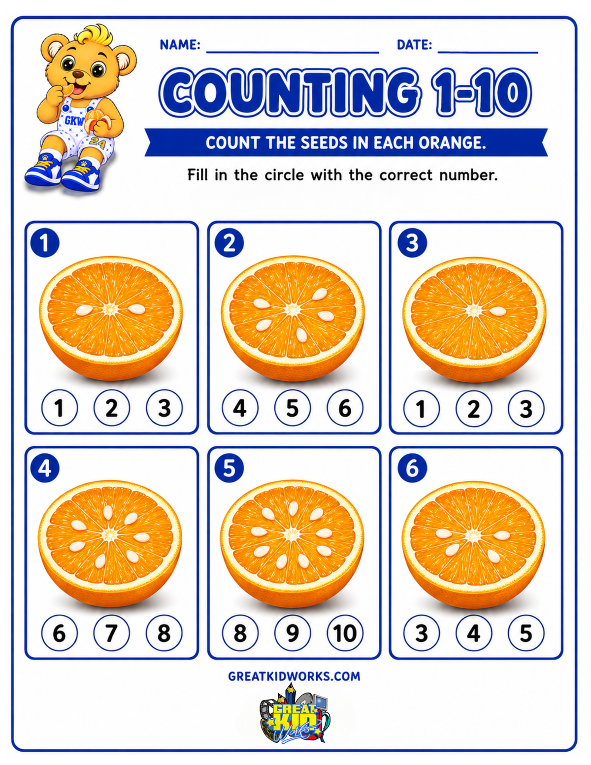 PRE K- GRADE K Counting 1–10 Worksheets | 10-Page Printable Packet
