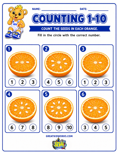 PRE K- GRADE K Counting 1–10 Worksheets | 10-Page Printable Packet
