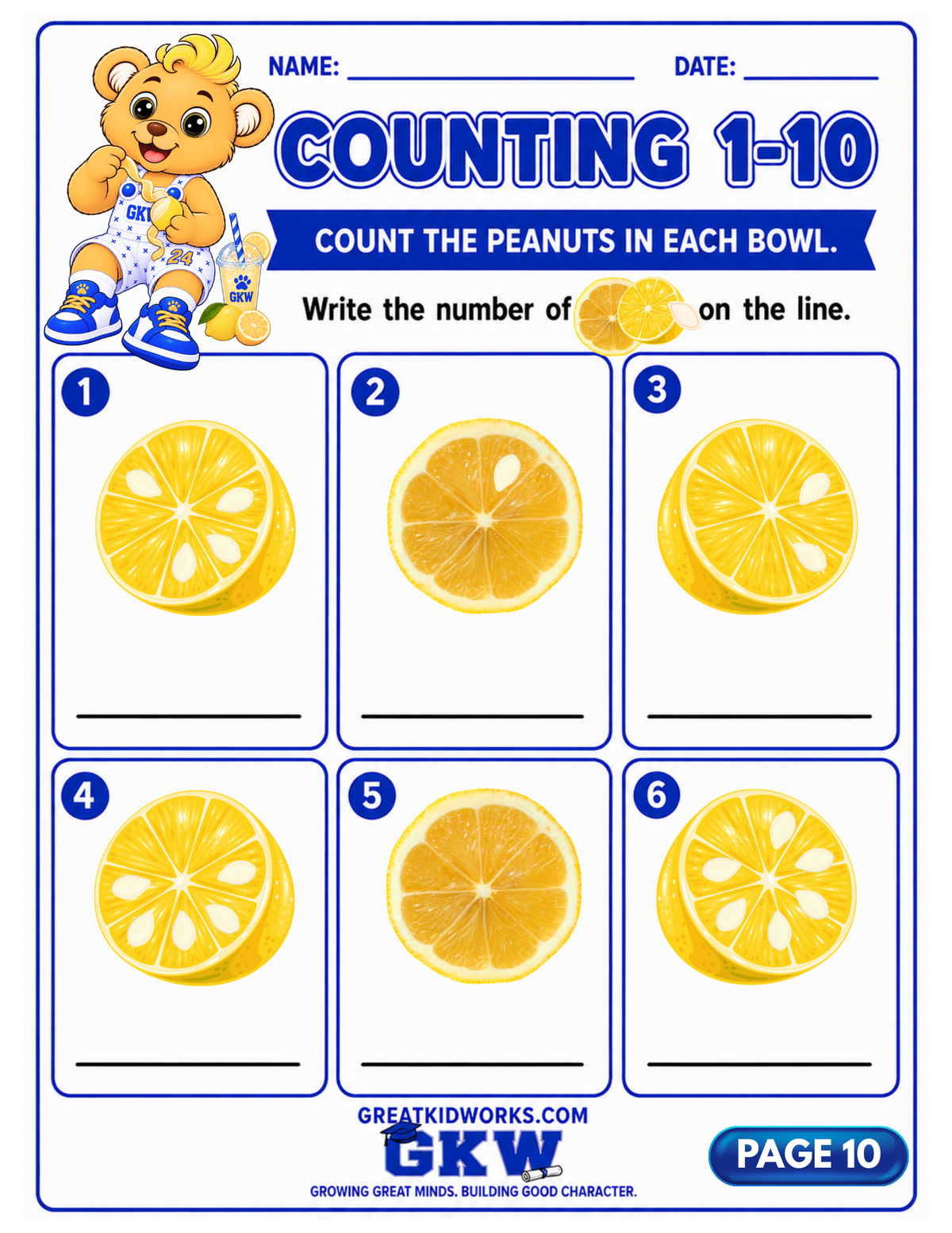 PRE K- GRADE K Counting 1–10 Worksheets | 10-Page Printable Packet