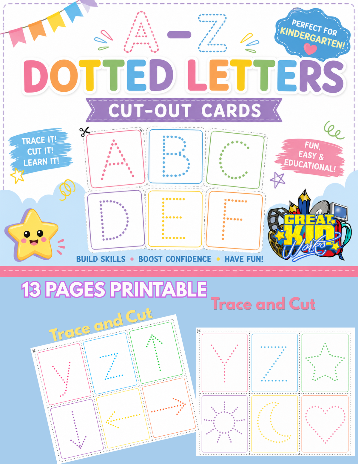 ALPHABET PASTEL CUT OUT CARDS