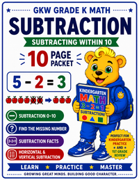 10 PAGE GRADE K SUBTRACTION PACKET