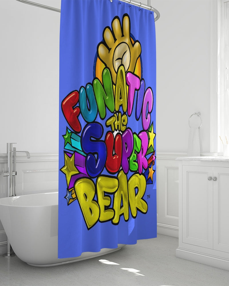 Funatic The Super Bear Bright Blue Shower Curtain