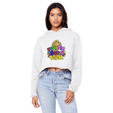 Buy white Funatic The Super Ladies Cropped Raw Edge Boyfriend Hoodie