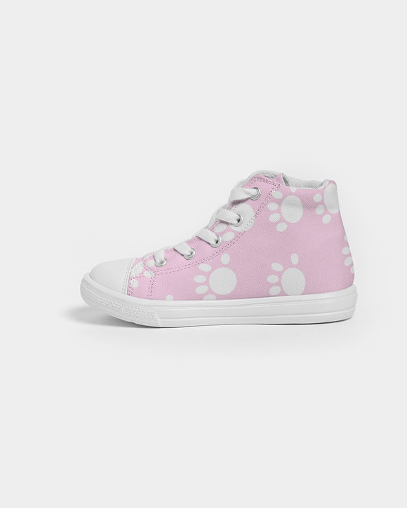Kids High top Pink Paw Canvas Shoe