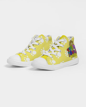 Funatic The Super Bear Paws Kids Hightop Yellow Canvas Shoe