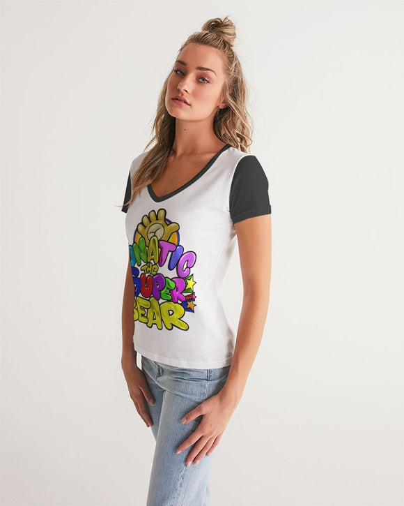 Funatic The Super Bear Logo Ladies V-Neck Tee