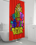 Funatic The Super Bear Bright Red Shower Curtain