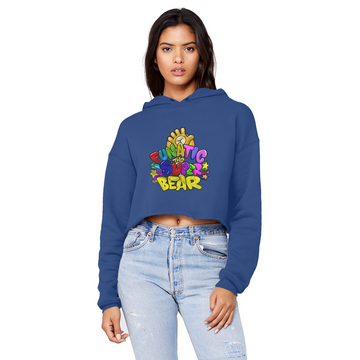 Buy royal-blue Funatic The Super Ladies Cropped Raw Edge Boyfriend Hoodie