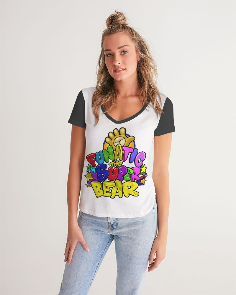 Funatic The Super Bear Logo Ladies V-Neck Tee