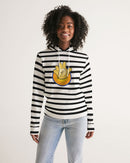 BLACK AND WHITE STRIPE LADIES FUNATIC THE SUPER BEAR HOODIE-1