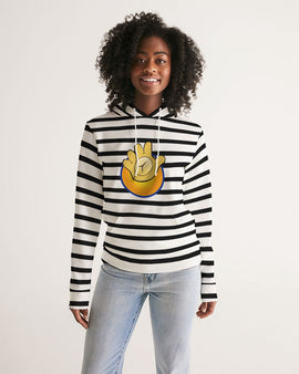 BLACK AND WHITE STRIPE LADIES FUNATIC THE SUPER BEAR HOODIE