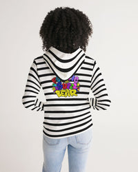 BLACK AND WHITE STRIPE LADIES FUNATIC THE SUPER BEAR HOODIE