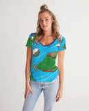 World of Bearfriendus Ladies V-Neck Tee-1