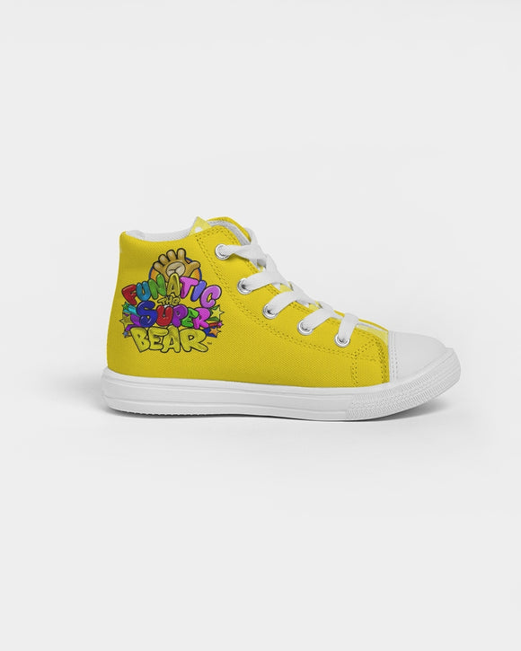 Funatic The Super Bear Sunshine Yellow Kids Hightop Canvas Shoe