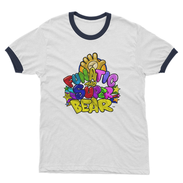 Buy white-navy Funatic The Super Bear Men&#39;s Ringer T-Shirt