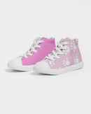 Kids High top Pink Paw Canvas Shoe-1