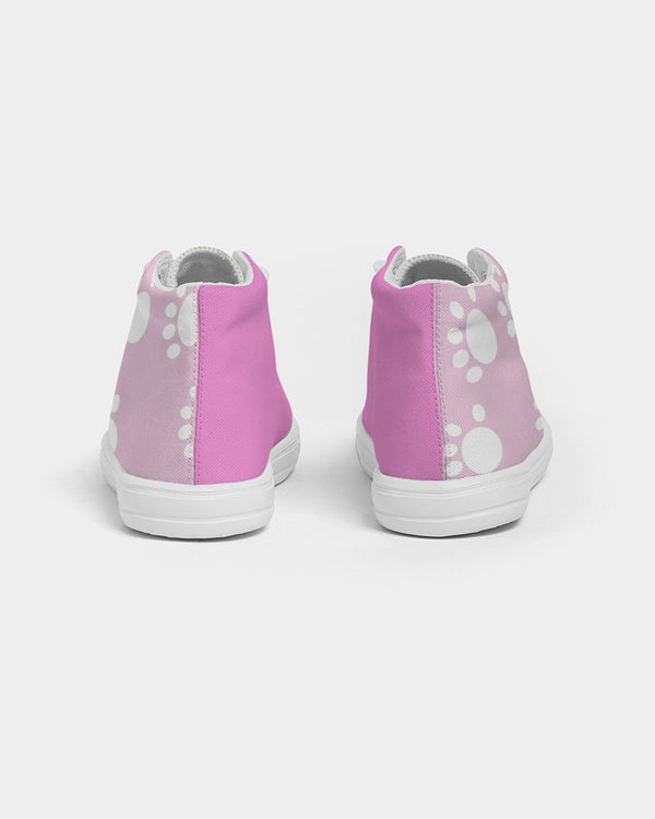 Kids High top Pink Paw Canvas Shoe